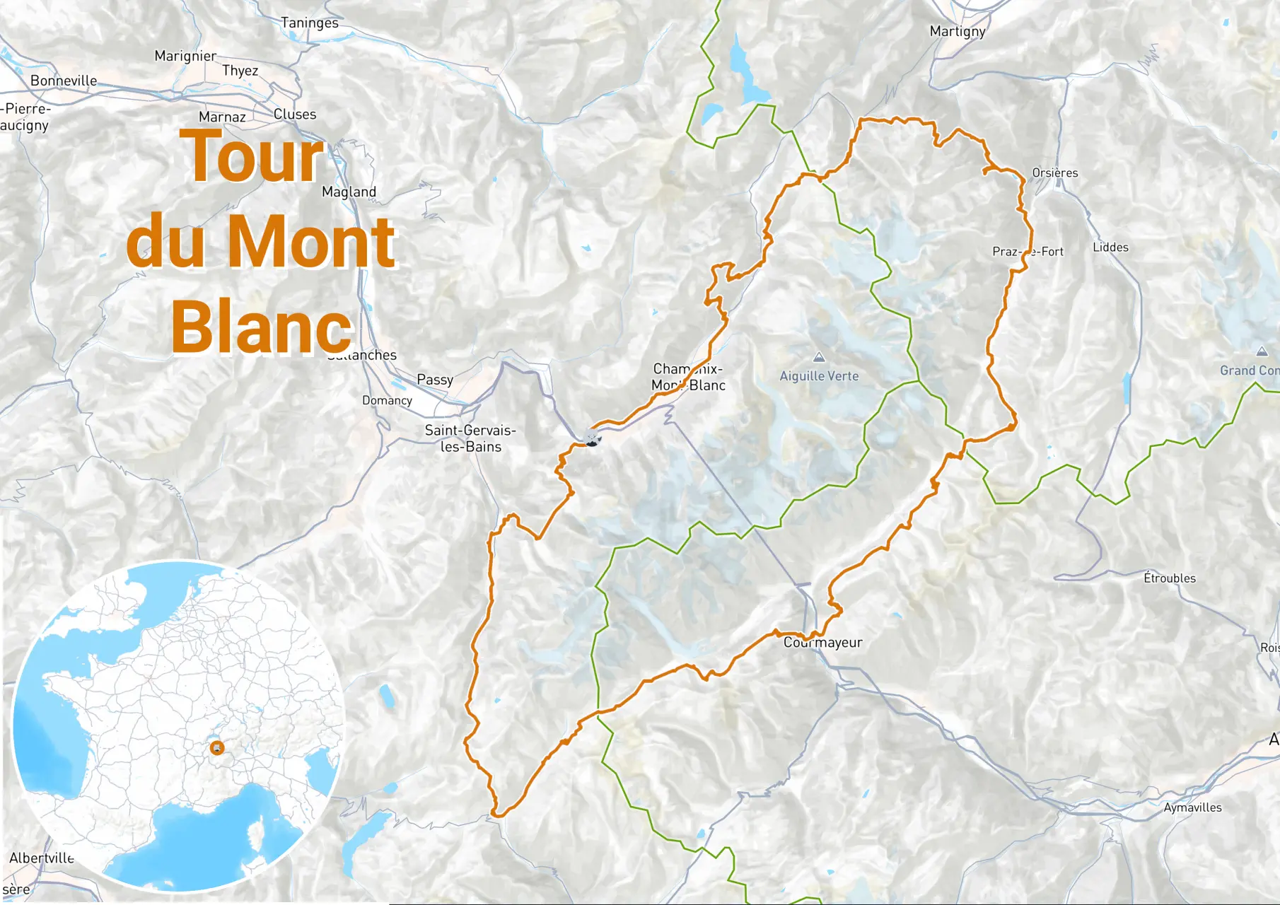 Mappa Tour del Monte Bianco 7 giorni