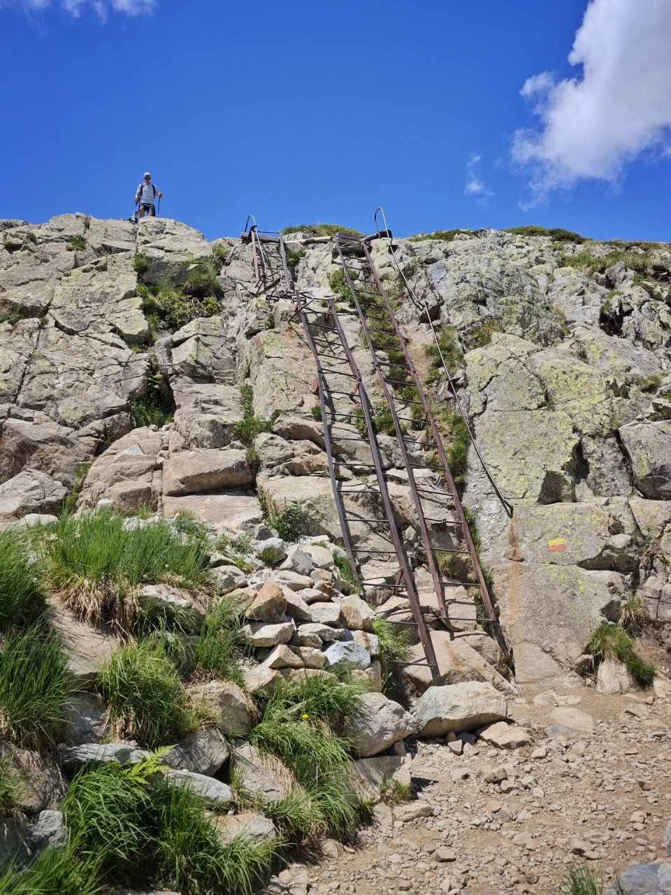 Una delle scale metalliche fissate nella barra rocciosa, sul sentiero di Tré-le-Champ